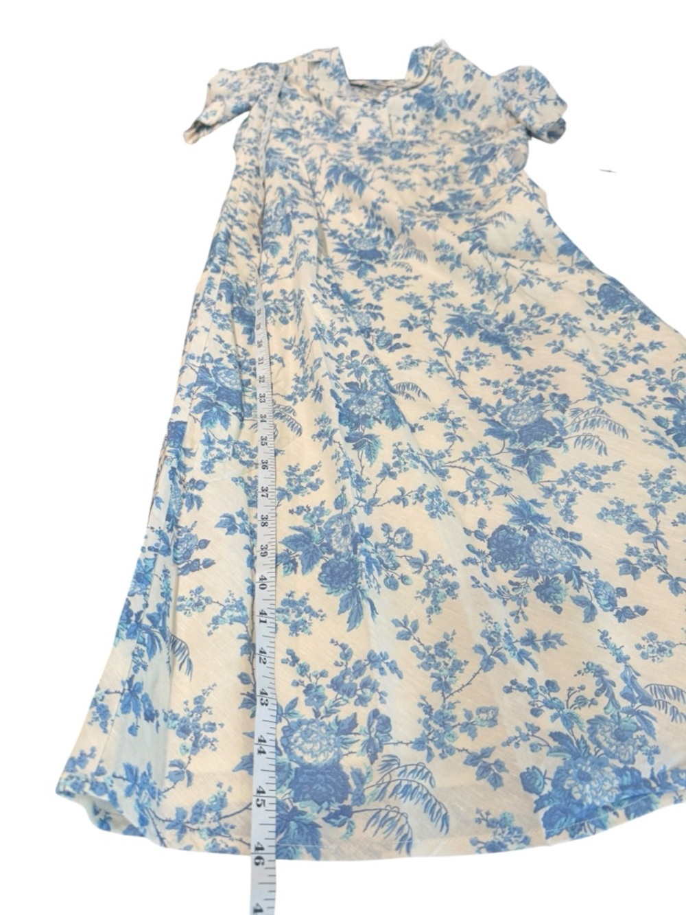 Tuckernuck NWT Forget Me Not Blue Floral Bellamy Midi Dress Line Cotton Size M - Picture 7 of 12